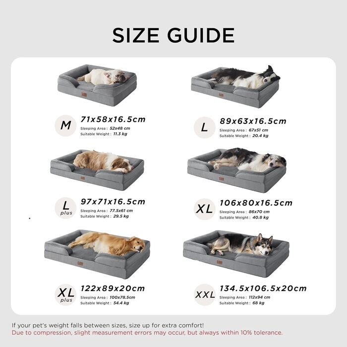 Ортопедичне ліжко для собак BEDSURE - 106x80 см, зручне диван-софа для великих собак, з ергономним пінопластом, миється, нековзне, (89x63x17 см, горіховий колір)