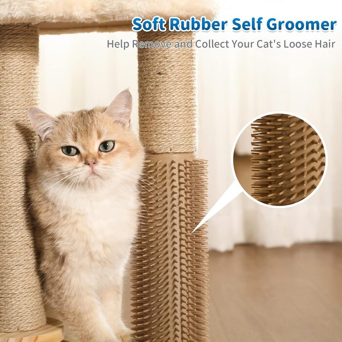 Когтеточка для котів Made4Pets Wolke, 44,5 см, натуральний сизаль, м’яка лежанка, інтерактивна іграшка, для домашніх котів
