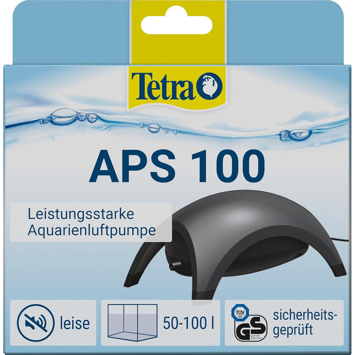 Tetra APS 100 – тиха мембранна повітряна помпа для акваріума 50-100 л, чорна