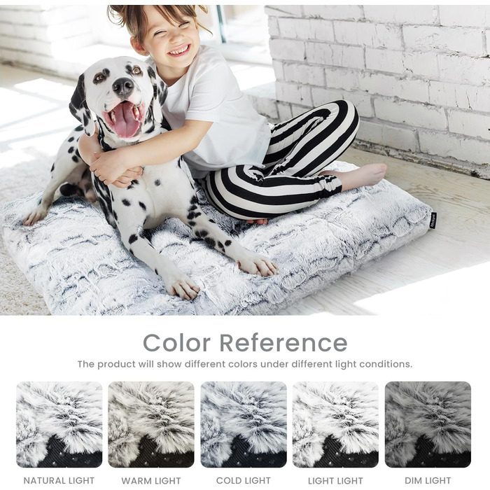 Делюкс лежанка для собак маленьких порід, м'яка підстилка в клітку, товста лежанка для собак, пухнаста килимок для домашніх тварин, 76.2 x 55.9 x 7.6 см, Сірий, Medium