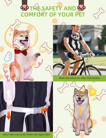 Рюкзак для тварин: переноска для собак та котів, регульована, чорний, L