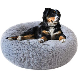 М'яке ліжко для домашніх тварин Deluxe: тепле, зручне ліжко-софа для собак та котів, 70 см, світло-сірий колір. Легко миється.