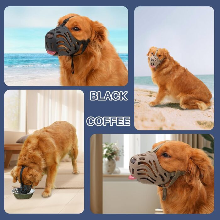 Нашийник-маска для собак, м'який силіконовий нашийник проти гавкіт та гризіння, дихаюча конструкція, підходить для дресирування великих агресивних собак (Чорний, XL)