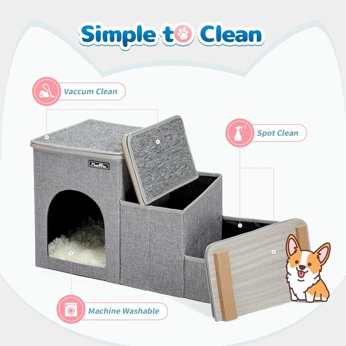 Сходи для собак Made4Pets 3 ступені, складані, для ліжка та дивана, для маленьких собак і котів, з функцією зберігання, домашні аксесуари