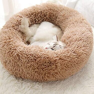 М'яке лежанка для собак у вигляді пончика, коричнева, 50-100 см. Лежанка-гніздо для собак та котів, миється.