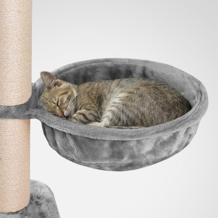 Лежанка для кота HappyPet XL на когтедрапці, Ø 40 см, сталевий каркас, плюш 440 г, до 15 кг, сіра