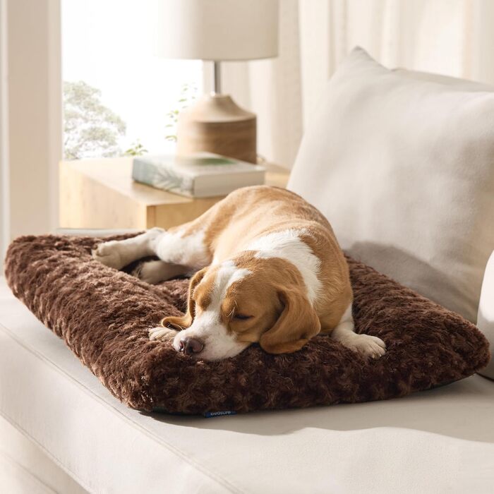 Крісло-лежанка для собак середніх порід BEDSURE - миюче, 71x50x7 см, м'яке, з антиковзною основою (84x54x7 см, Коричневе)