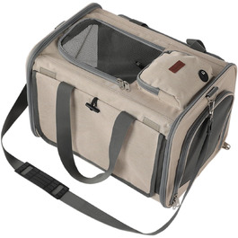 Сумка-переноска для собак та котів, велика, з м'якими боковинами, дихаюча, з сонцезахистом, для подорожей (Хакі)