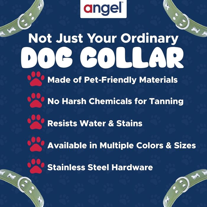 Шкіряний нашийник для собак Angel Pet Supplies, зелений, подвійний, м'яка підкладка, 40,6×3 см, для шиї 29,2–35,6 см