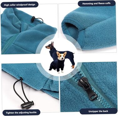 Зимовий теплий одяг для собак, тепла куртка з коміром, блискавка, регульована застібка, м'який флісовий халат для маленьких та середніх собак, прогулянки, походи, сон, розмір M