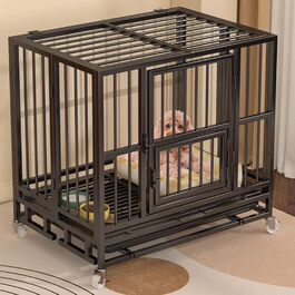 Клітка для собак Gitterbox: складана, на колесах, з маленькою дверцятами (77x55x76 см, чорний)
