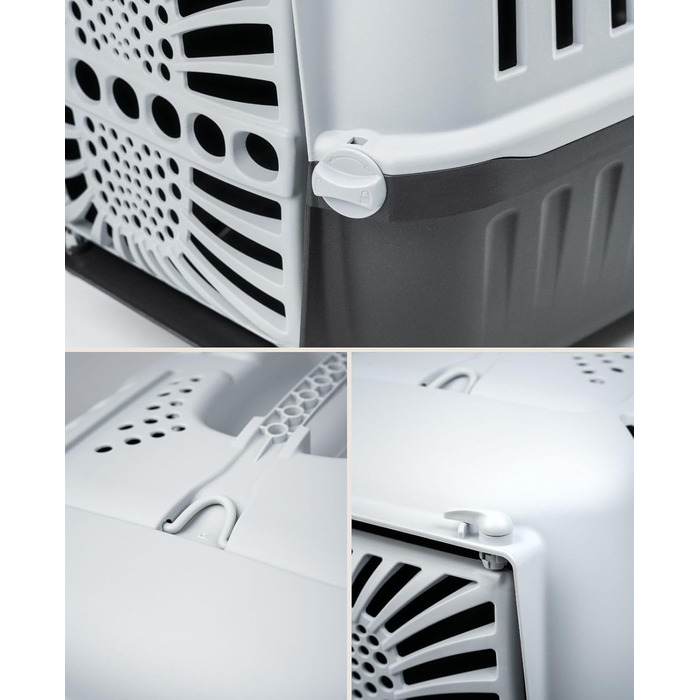 Транспортна переноска для собак Lionto, 55x36x36 см, сіра, для собак, котів та дрібних тварин до 15 кг, з ручкою та надійним замком