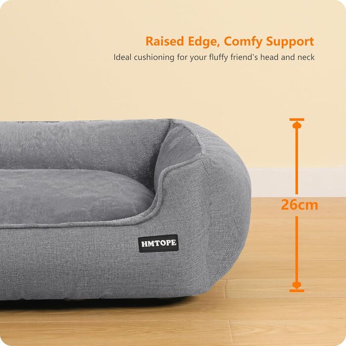 Ліжко для собак, м'яке, знімний чохол, світло-сірий колір, 110 x 86 x 26 см