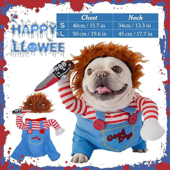 Костюм для собак на Хелловін з курткою та штучним баром, дихаючий, регульований, для свят, вечірок (S)