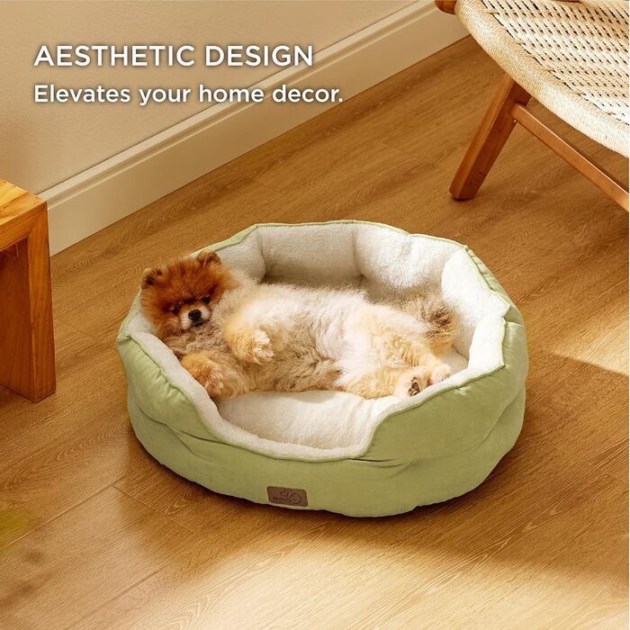 Ліжко для котів BEDSURE, 63x53x20 см, з двосторонньою подушкою, пране, для котів і маленьких собак, світло-зелене