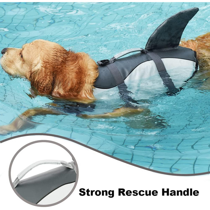 Жилет для плавання собак Doglay, сірий з плавником-акулою, X-Large