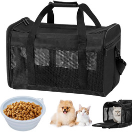 Транспортна переноска для котів та собак WANDGU: складана переноска з мискою для води, 42 x 27 x 28 см