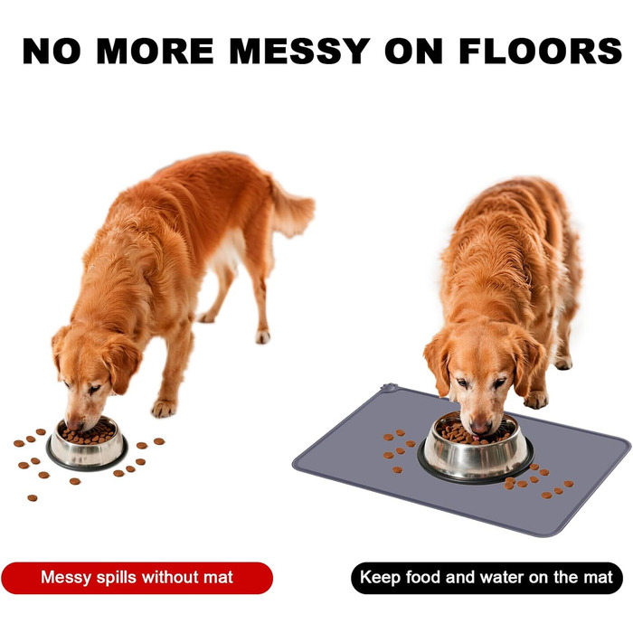 Силиконовий килимок під годівницю для собак та котів, сірий, 54x38 см | MOACC