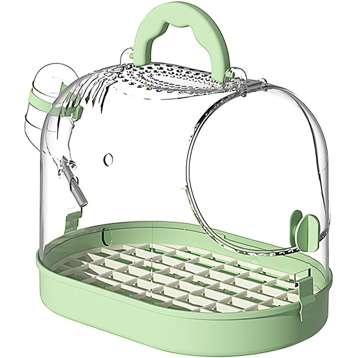 Переносна клітка для птахів: зручна транспортна коробка з безпечним замком (зелено-біла)