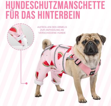 Комбінезон для собак після операції, дихаючий, для захисту задніх лап, рожевий. Підходить для собак маленьких, середніх та великих порід, для кобелів та сук. Розміри: XS (довжина спини 27-32 см, довжина лап 15 см), S (довжина спини 33-38 см, довжина лап 1