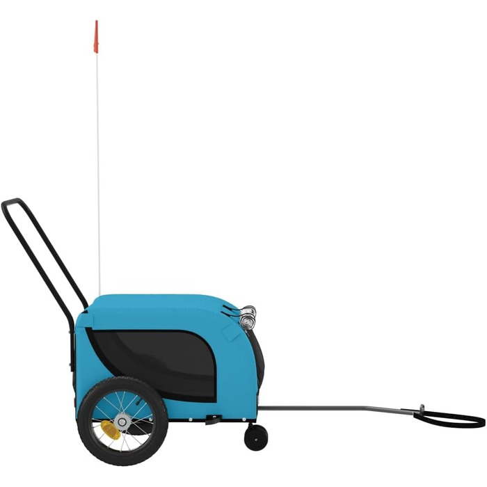 Фургон для собак VidaXL - переносний, з прапором та відбивачами, до 45 кг, 124 x 53 x 53 см, блакитно-чорний