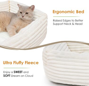 Килимок-ліжко для котів XIAPIA, 55x42x18 см, м'який, теплий, ортопедичний, білий