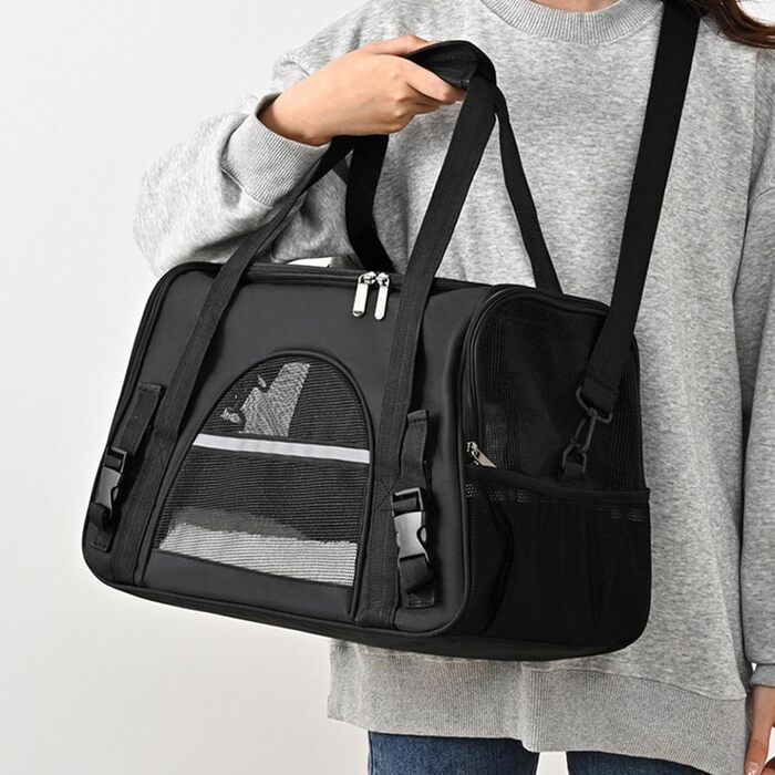 Чорна переносна сумка-рюкзак для собак - трансформер, для маленьких цуценят, складна, легка | Переноска для собак, рюкзак для собак