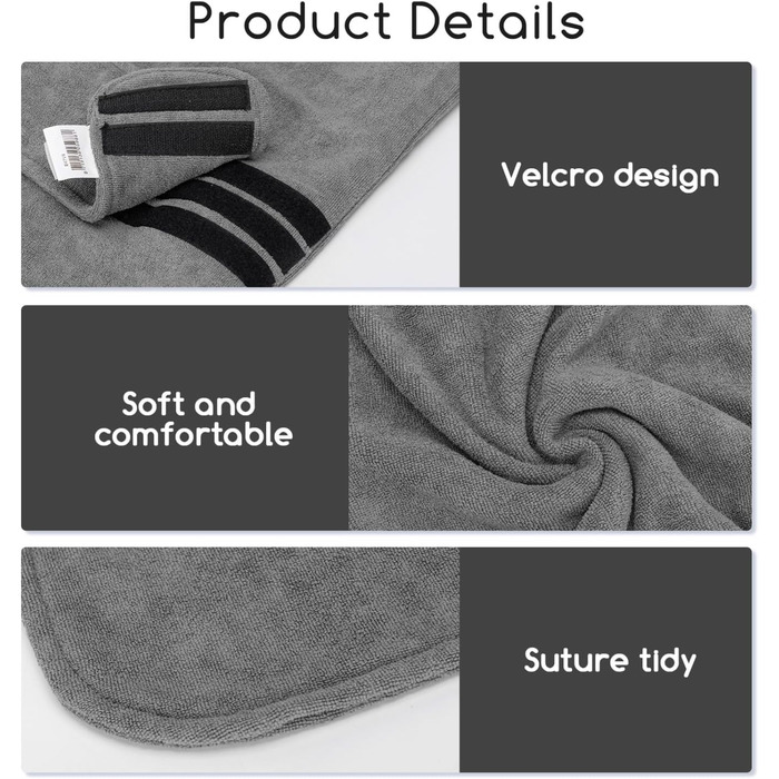 Рушник для собак та котів Nobleza Mikrofaer: швидко сохне, м'який, 5 розмірів, сірий (L)