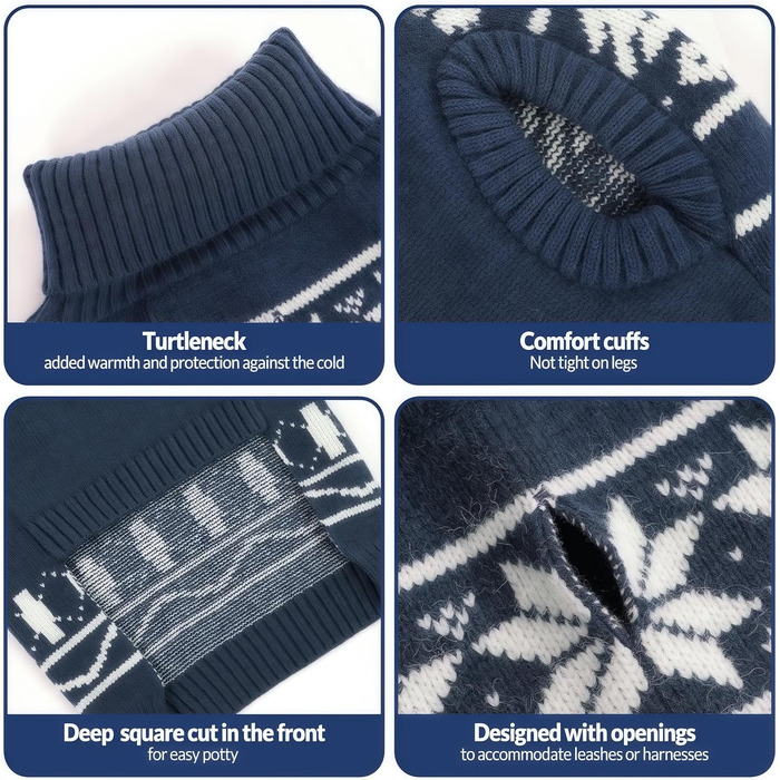 Пуловер для собак на Новий Рік, теплий зимовий пуловер для маленьких собак, без рукавів, розміри XS-2XL, блакитний з сніжинкою