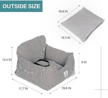 Автокрісло для собак - підходить для маленьких собак, знімний та миючий чохол, підставка для цуценят з кишеньками та страхувальним ремінцем, антиковзаюча основа, для авто та дому (Колір: Коричневий)