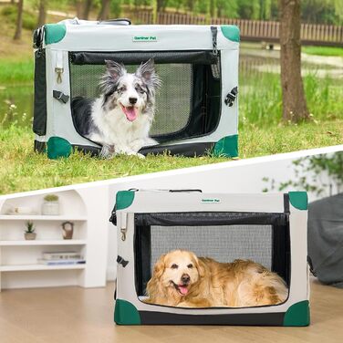 Складана переноска для собак та котів Gardner Pet Hundebox, 66x48x48 см, сіра. Підходить для тварин до 15 кг. З ручками та ковдрою.
