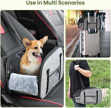 Автокрісло для собак Petzauber – зручне та безпечне автокрісло для маленьких та середніх собак, сірого кольору