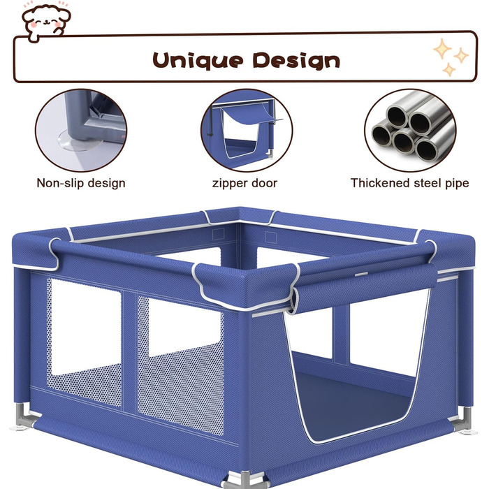 Вольєр для собак HOHOMETIC 42x42 дюймів, вольєр для цуценят з воротами, для малих та середніх собак, вольєр для домашніх тварин для використання в приміщенні та на вулиці, блакитний