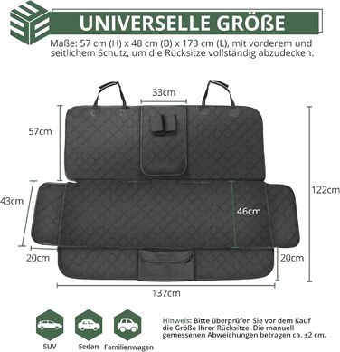 Захист для автосидіння для собак EYPINS: водовідштовхувальний, антиковзкий, 137x125 см, універсальний
