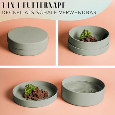 Силіконовий миска для собак ne&no® 1200 мл з кришкою | для маленьких та середніх собак | герметична, нековзна, набір sage green