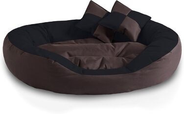 BedDog® Hundebett SABA 4в1: овальне/кругле, велике, з бортиком, XL, мокко (чорний/коричневий), 85x70x23 см