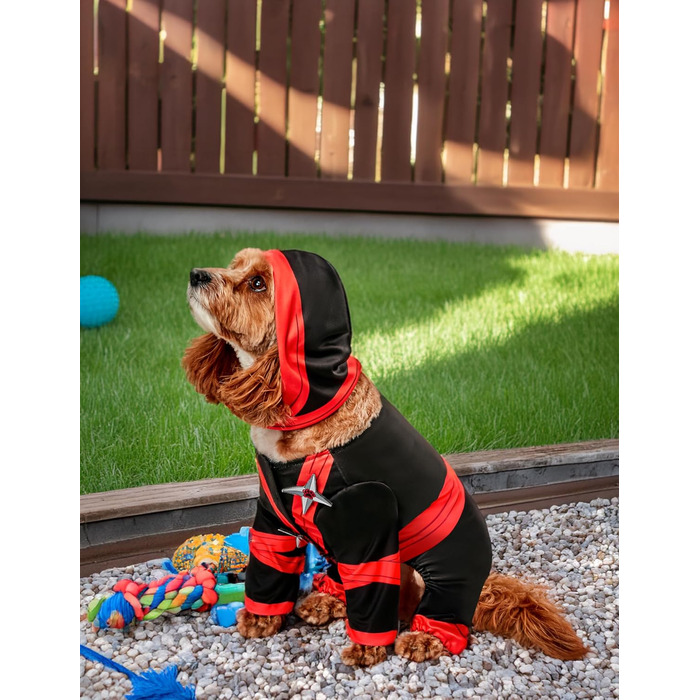 Костюм ніндзя Рубіс: милий та кумедний костюм для домашнього улюбленця, комбінезон з капюшоном, для тематичних вечірок та Хелловіну, розмір M