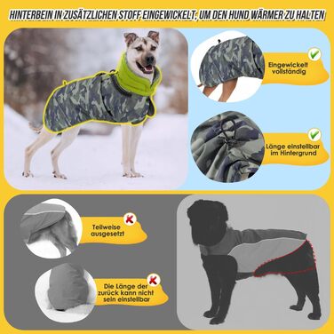 Зимовий собачий одяг SlowTon: водонепроникний, регульований, з флісовою підкладкою та коміром-стойкою. Підходить для малих, середніх та великих собак. Колір: оливковий, розмір XXL