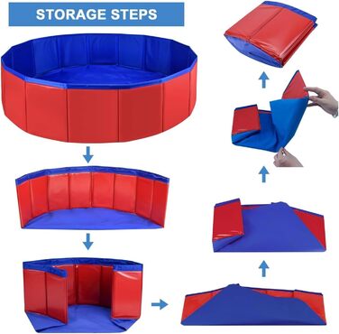 Надувний басейн для собак та котів, 60x20 см, блакитний/червоний, з неслизького ПВХ
