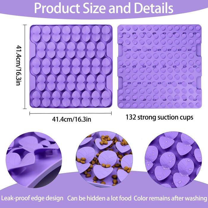 Силіконова килимок-нюхалка для собак середнього розміру, фіолетовий, для повільного годування, з присосками
