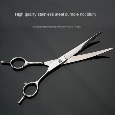 Набір професійних ножиць для собак, 4 в 1: ножиці для фінальної обробки, прямі ножиці, вигнуті ножиці, гребінець. Виготовлено з нержавіючої сталі. Підходить для собак, котів та інших домашніх тварин.