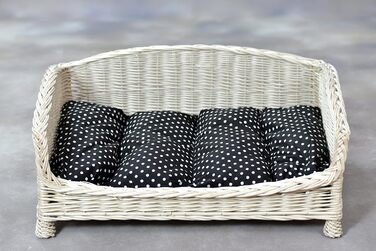 Корзина для собак і котів з плетіння лози з м'яким лежаком, 84x62x42 см, кремовий колір