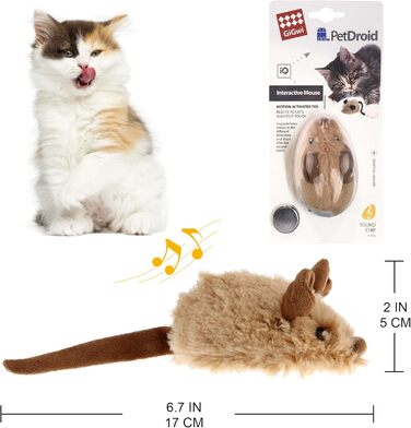 Іграшка для котів SuHaco GiGwi Melody Chaser: інтерактивна мишка з дрижанням, коричнева