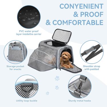 Транспортна сумка для кота та собаки Petsfit, розширювана переноска з плечовим ременем, сумка-переноска для собак та котів, авіапереноска, оксфордська тканина, M, Зелений/Одностороння зелена (Сірий, M/Двосторонній)