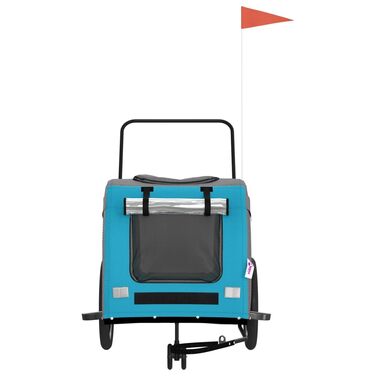 Візок для собак з колесами, велосипедний причіп для собак, блакитний та сірий, Oxford-Gewebe та метал, для домашніх тварин середнього розміру