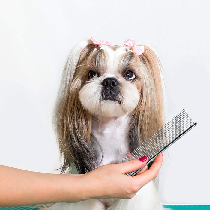 Професійний гребінець для догляду за шерстю собак та котів, нержавіюча сталь, 19,1 см