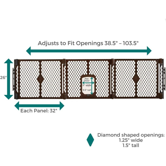 Laufstall для собак North States MYPET Petyard, 6 панелей, розкладний, 66 см, коричневий (для дому та вулиці)