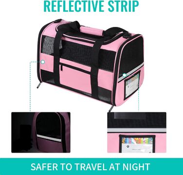 Транспортна переноска для котів та собак, велика, рожева. Розкладна переноска для тварин з м'якими боковинами, підходить для середніх та маленьких собак та котів