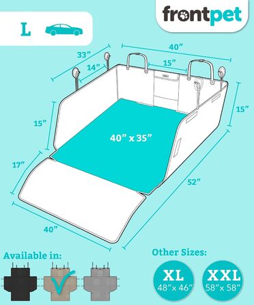Захисний чохол для собак FrontPet, для заднього сидіння та багажника, універсальний, великий (35' x 40'), колір: бежевий