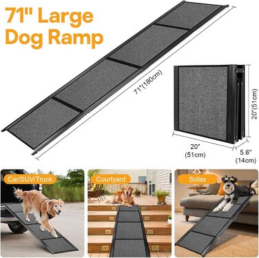Рампа для собак у машину, 180 x 50 см, для авто, SUV, до 136 кг, складана, з антиковзким покриттям